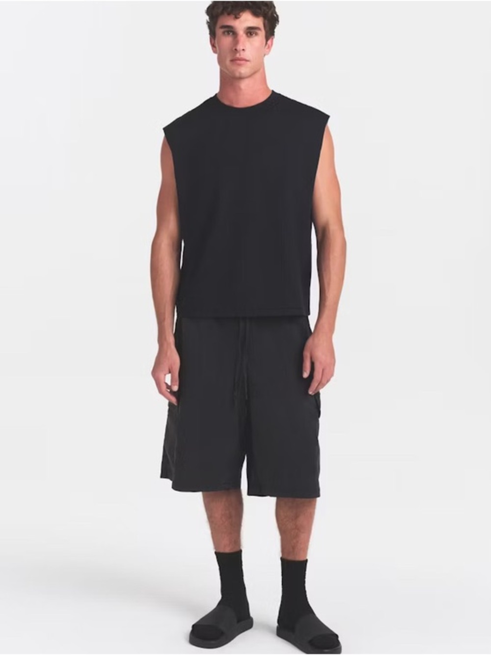 SKIMS Black Mens Buttery Soft Open Arm Tank